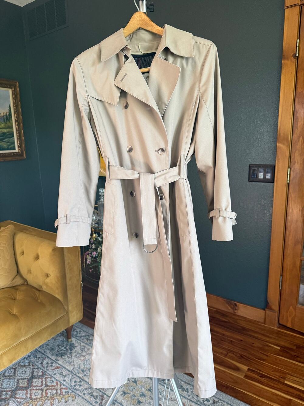 London Fog Trench Coat Women’s 10R Beige Tan Removable Plaid Lining Belted
